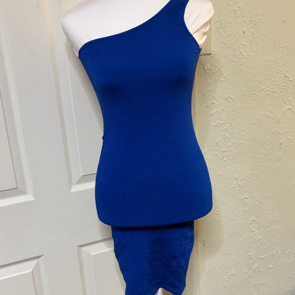 bebe Cobalt One-Shoulder Bodycon Dress